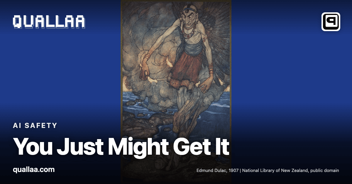 You Just Might Get It -- title set over Edmund Dulac's 1907 illustration of a genie rising from its vessel