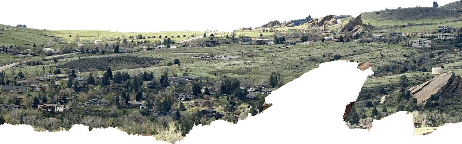 Valley, town, and red rock edges