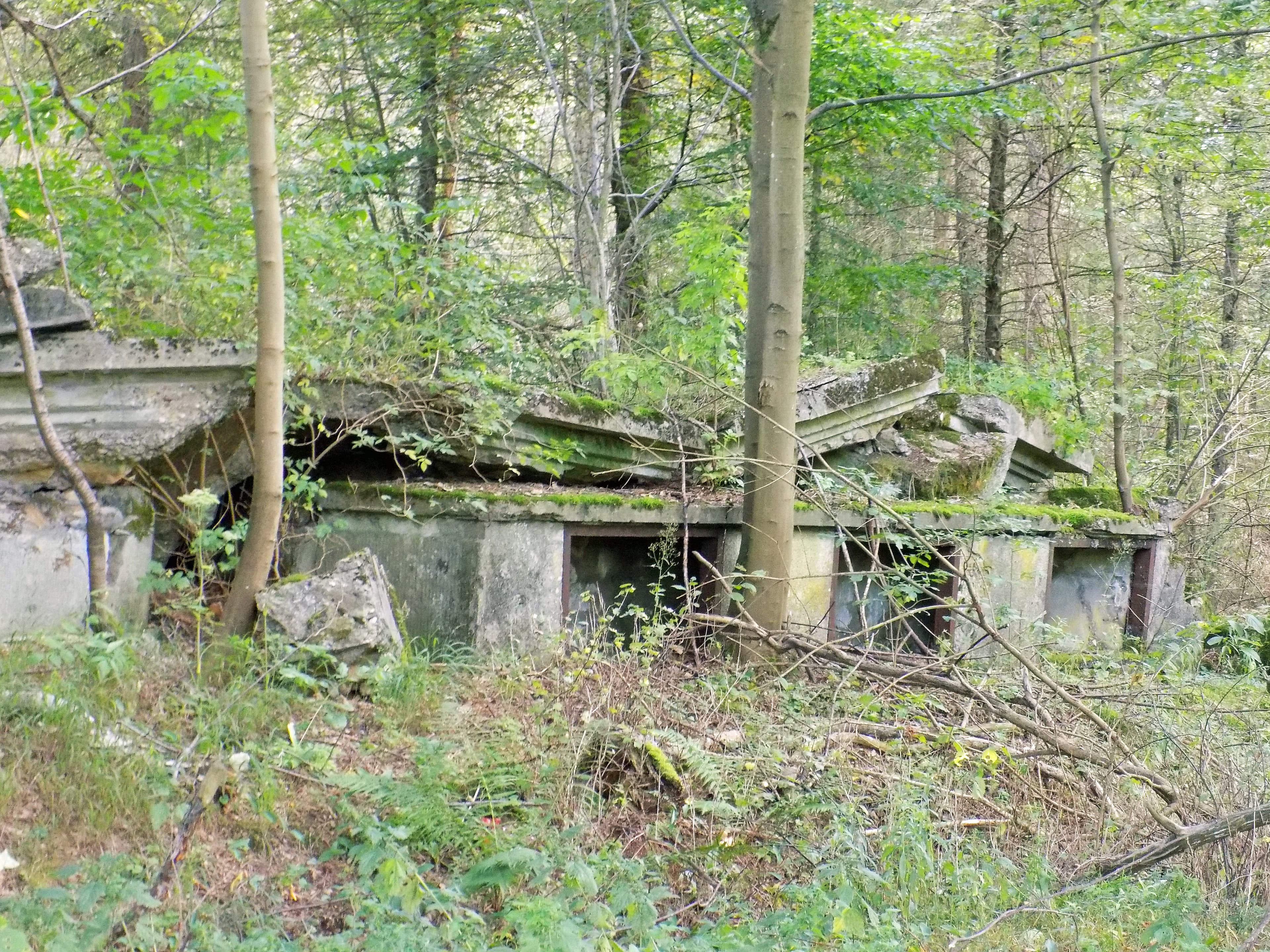 Abandoned concrete bunker on the Maginot Line near Saint-Avold, France — a relic of an elaborate fortification system that was bypassed in 1940